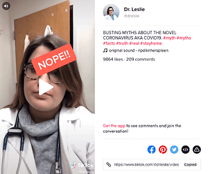 Dr Leslie posts about myth busting on TikTok
